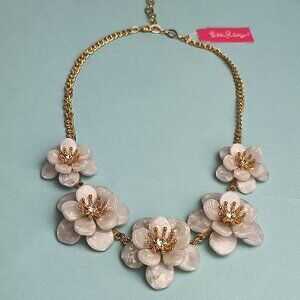 Lilly Pulitzer Statement Necklace Oyster Pearl Moonlight GardenAcetate F…